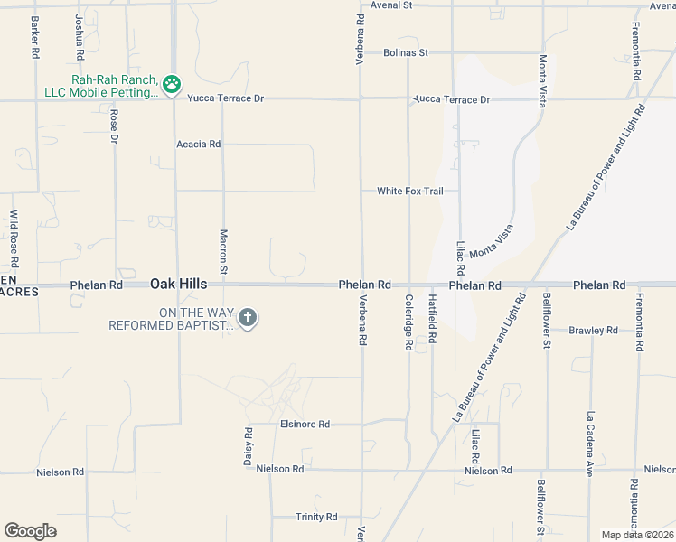 map of restaurants, bars, coffee shops, grocery stores, and more near 10888 Phelan Road in Hesperia