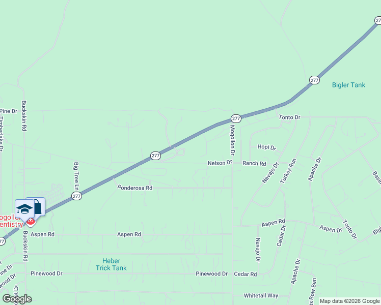 map of restaurants, bars, coffee shops, grocery stores, and more near 3085 Arizona 277 in Heber-Overgaard