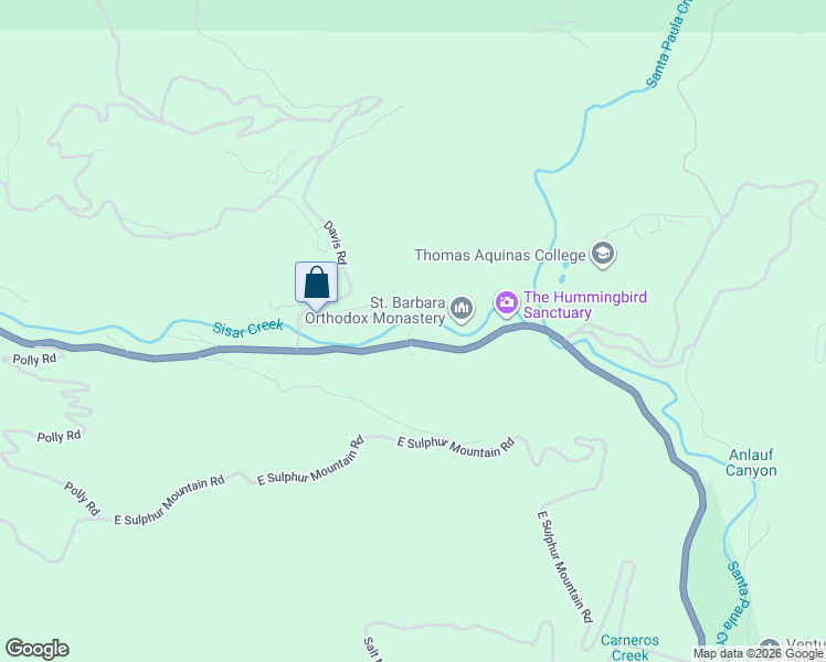 map of restaurants, bars, coffee shops, grocery stores, and more near 15721 Ojai Road in Santa Paula
