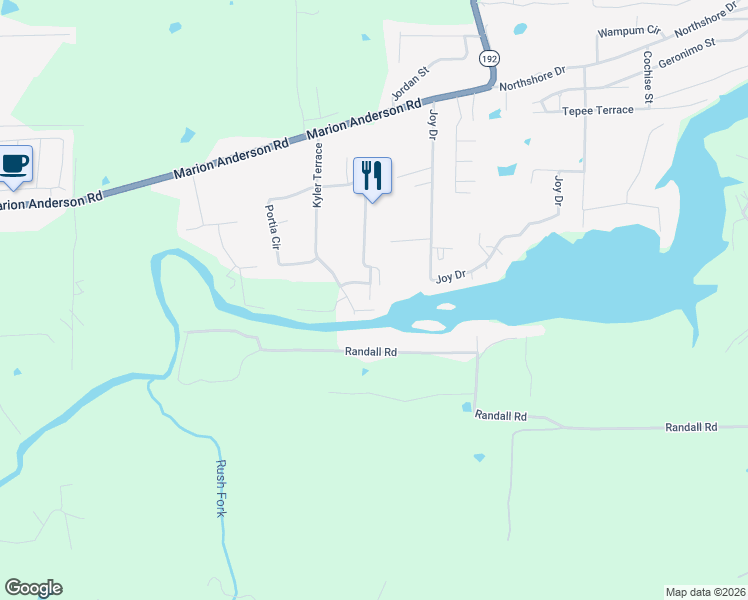 map of restaurants, bars, coffee shops, grocery stores, and more near 106 Brenner Pass in Hot Springs