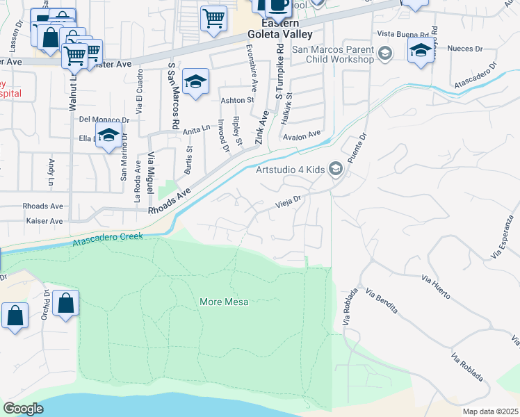 map of restaurants, bars, coffee shops, grocery stores, and more near 922 Via Brocha in Santa Barbara