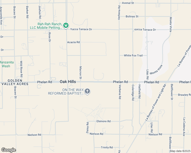 map of restaurants, bars, coffee shops, grocery stores, and more near 10722 Phelan Road in Hesperia