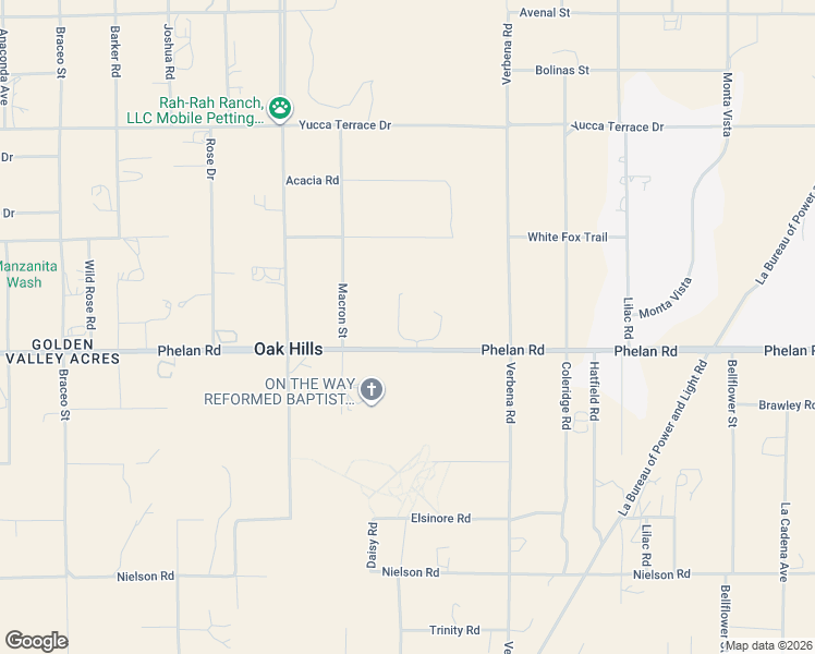 map of restaurants, bars, coffee shops, grocery stores, and more near 10754 Phelan Road in Hesperia