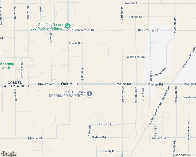 map of restaurants, bars, coffee shops, grocery stores, and more near 10722 Phelan Road in Hesperia