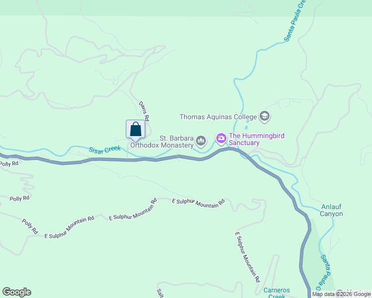 map of restaurants, bars, coffee shops, grocery stores, and more near 15721 Ojai Road in Santa Paula