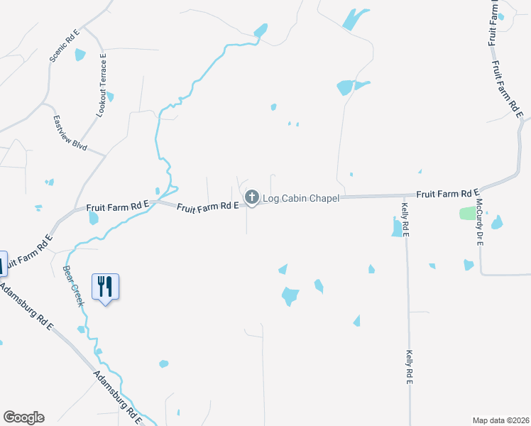 map of restaurants, bars, coffee shops, grocery stores, and more near 709 Fruit Farm Rd E in Fort Payne