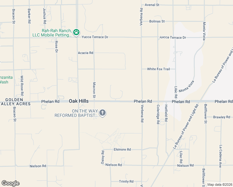 map of restaurants, bars, coffee shops, grocery stores, and more near 10754 Phelan Road in Hesperia