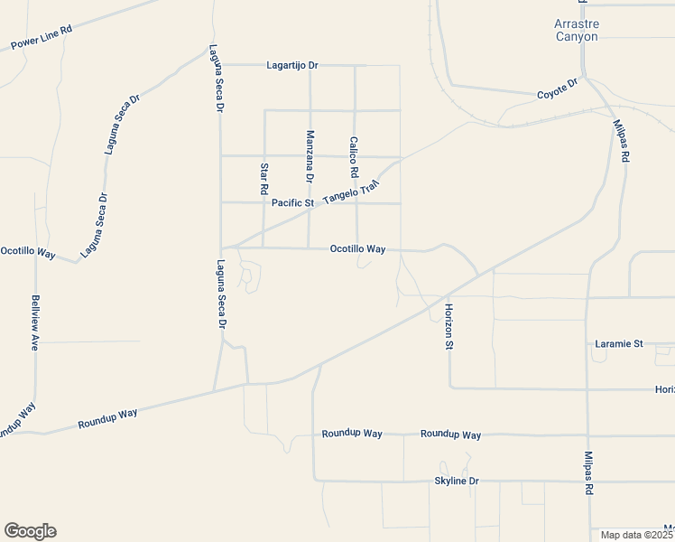 map of restaurants, bars, coffee shops, grocery stores, and more near Ocotillo Way in Apple Valley