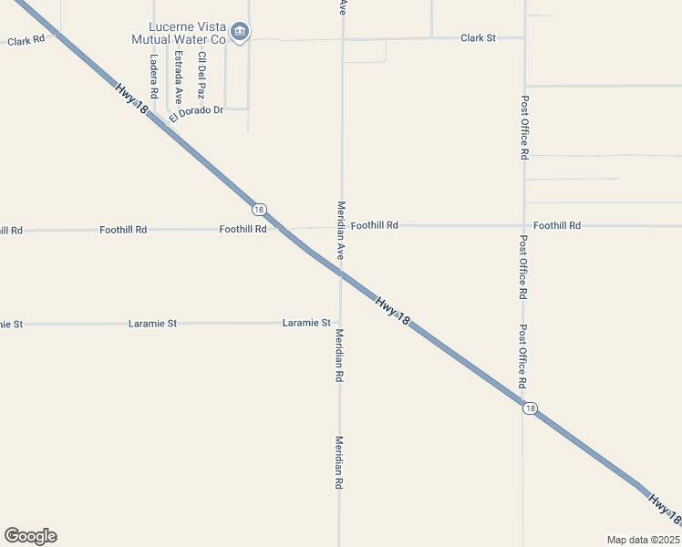map of restaurants, bars, coffee shops, grocery stores, and more near Meridian Avenue in Lucerne Valley