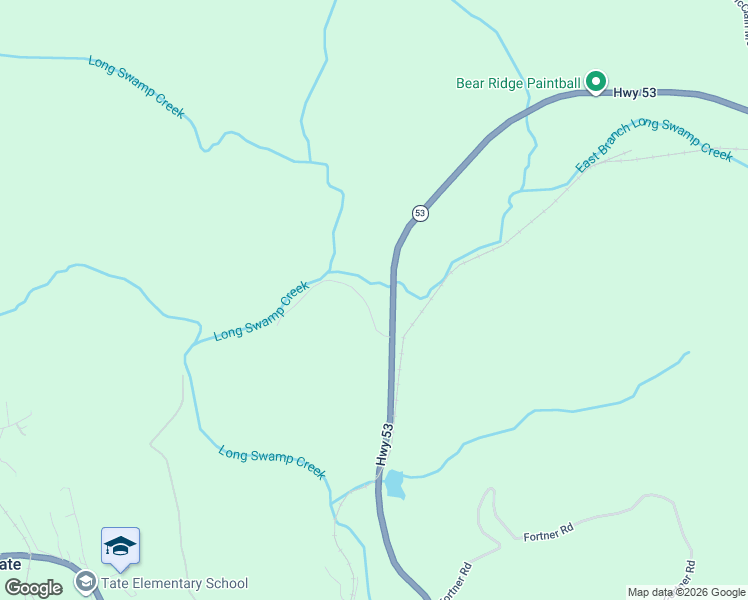 map of restaurants, bars, coffee shops, grocery stores, and more near 1150 Sandy Bottom Road in Tate
