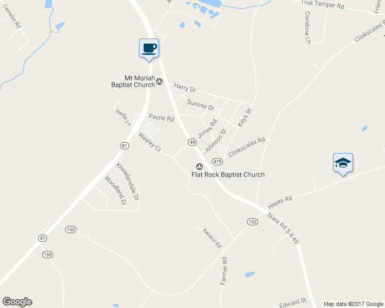 map of restaurants, bars, coffee shops, grocery stores, and more near 804 Flatrock Road in Anderson