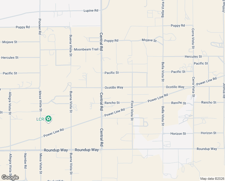 map of restaurants, bars, coffee shops, grocery stores, and more near 22567 Ocotillo Way in Apple Valley