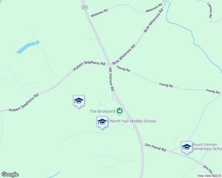 map of restaurants, bars, coffee shops, grocery stores, and more near 4885 Mount Vernon Road in Gainesville