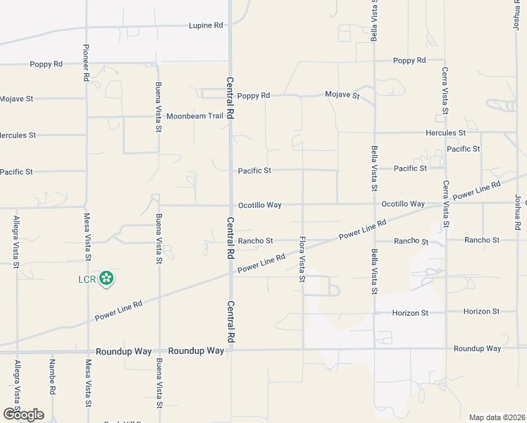 map of restaurants, bars, coffee shops, grocery stores, and more near 22585 Ocotillo Way in Apple Valley