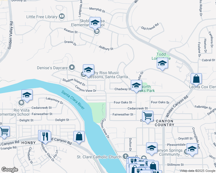 map of restaurants, bars, coffee shops, grocery stores, and more near 27815 Glasser Avenue in Santa Clarita