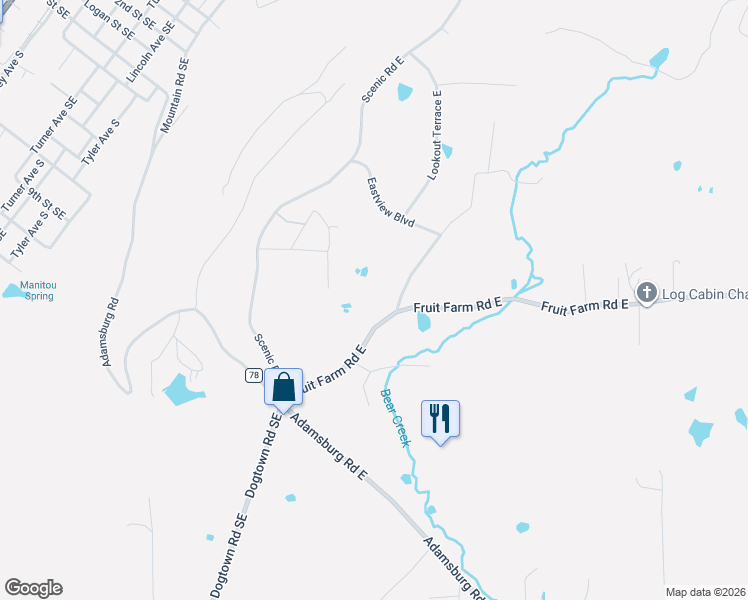 map of restaurants, bars, coffee shops, grocery stores, and more near 402 Peachtree Avenue East in Fort Payne