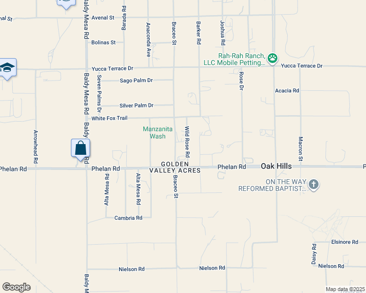map of restaurants, bars, coffee shops, grocery stores, and more near 9764 Wild Rose Road in Hesperia