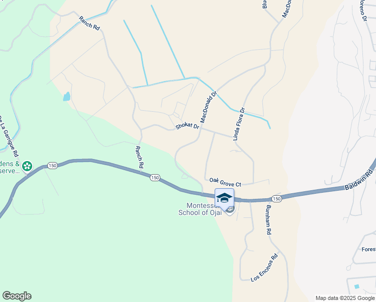 map of restaurants, bars, coffee shops, grocery stores, and more near 12140 Macdonald Drive in Ojai