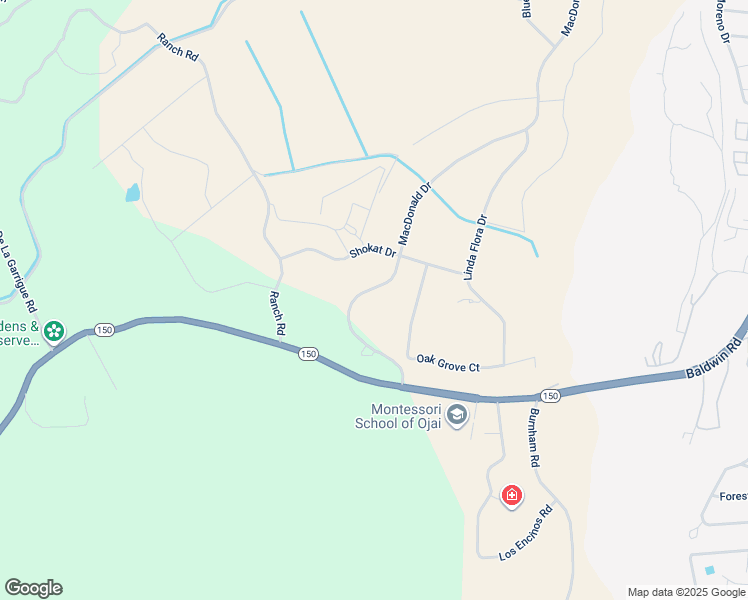 map of restaurants, bars, coffee shops, grocery stores, and more near 12140 Macdonald Drive in Ojai