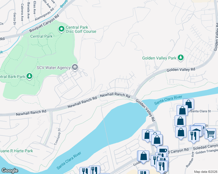 map of restaurants, bars, coffee shops, grocery stores, and more near 26707 Lexington Lane in Santa Clarita