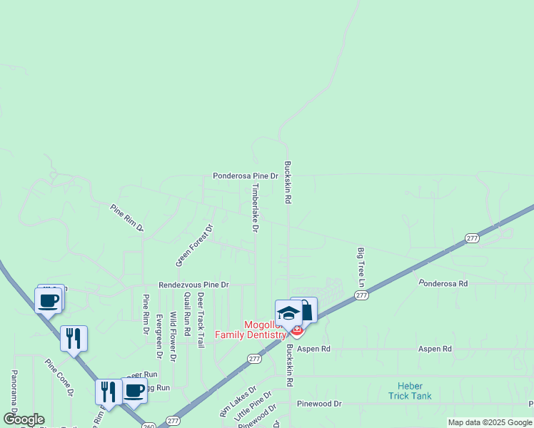 map of restaurants, bars, coffee shops, grocery stores, and more near 2094 Shadow Pines Drive in Heber-Overgaard