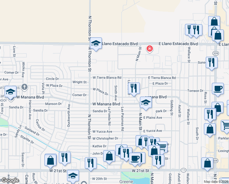 map of restaurants, bars, coffee shops, grocery stores, and more near 3008 Smith Avenue in Clovis