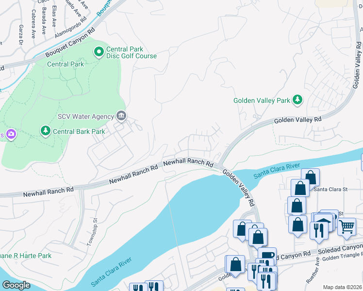 map of restaurants, bars, coffee shops, grocery stores, and more near 26707 Lexington Lane in Santa Clarita