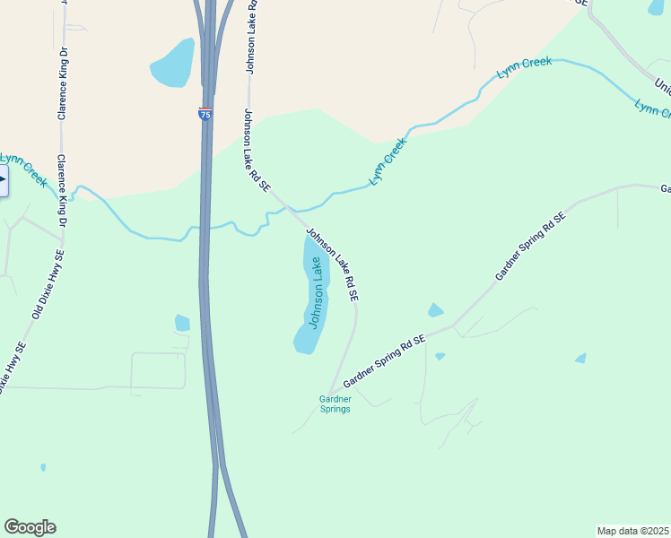 map of restaurants, bars, coffee shops, grocery stores, and more near 661 Johnson Lake Road Southeast in Adairsville