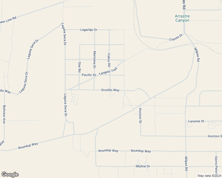 map of restaurants, bars, coffee shops, grocery stores, and more near Ocotillo Way in Apple Valley