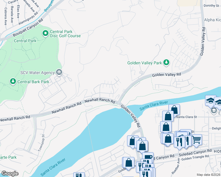 map of restaurants, bars, coffee shops, grocery stores, and more near 22056 Windham Way in Santa Clarita