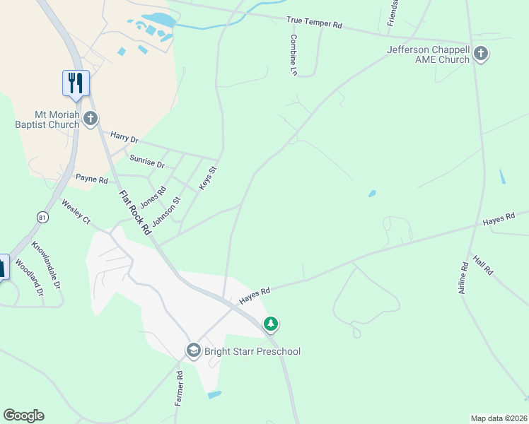 map of restaurants, bars, coffee shops, grocery stores, and more near 817 Hayes Road in Anderson