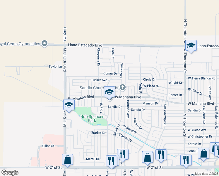 map of restaurants, bars, coffee shops, grocery stores, and more near 3125 Mandell Circle in Clovis