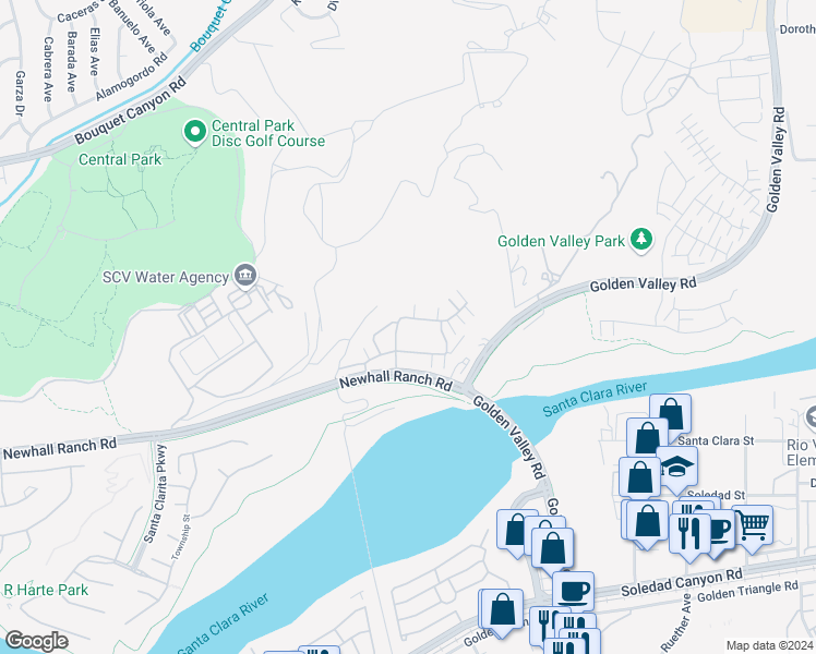 map of restaurants, bars, coffee shops, grocery stores, and more near 22086 Windham Way in Santa Clarita