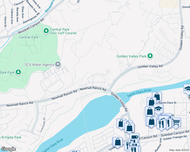 map of restaurants, bars, coffee shops, grocery stores, and more near 22094 Windham Way in Santa Clarita