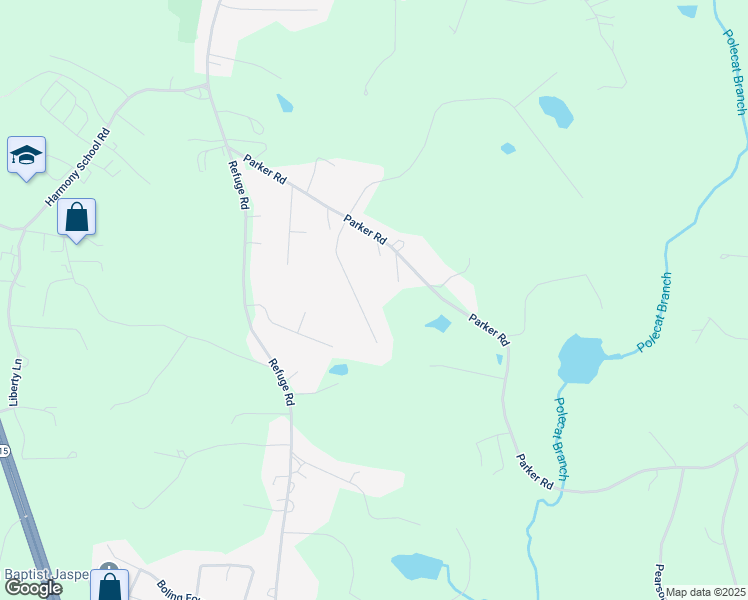 map of restaurants, bars, coffee shops, grocery stores, and more near 223 Keeble Creek Drive in Jasper