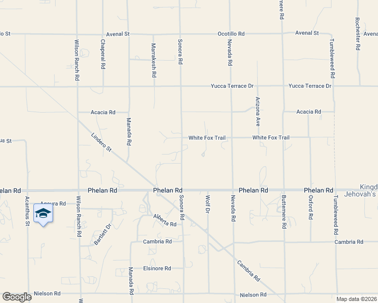 map of restaurants, bars, coffee shops, grocery stores, and more near 9847 Sonora Road in Phelan