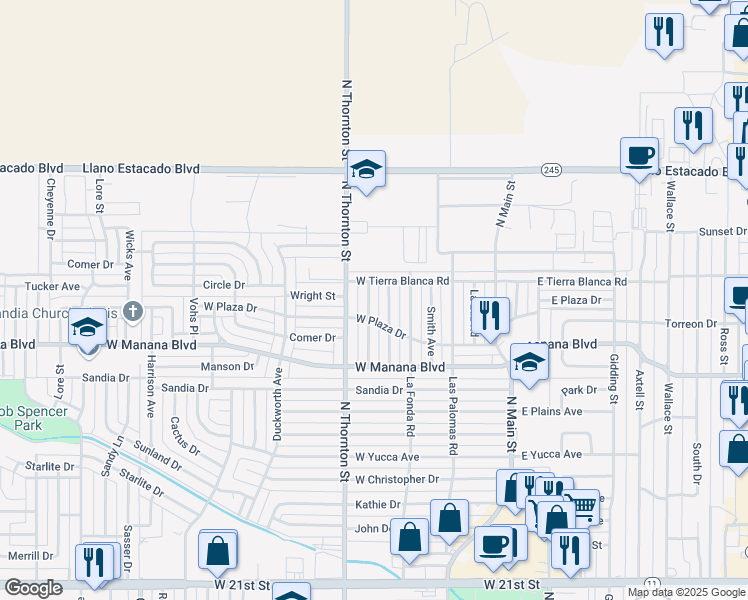 map of restaurants, bars, coffee shops, grocery stores, and more near 3013 Horn Avenue in Clovis