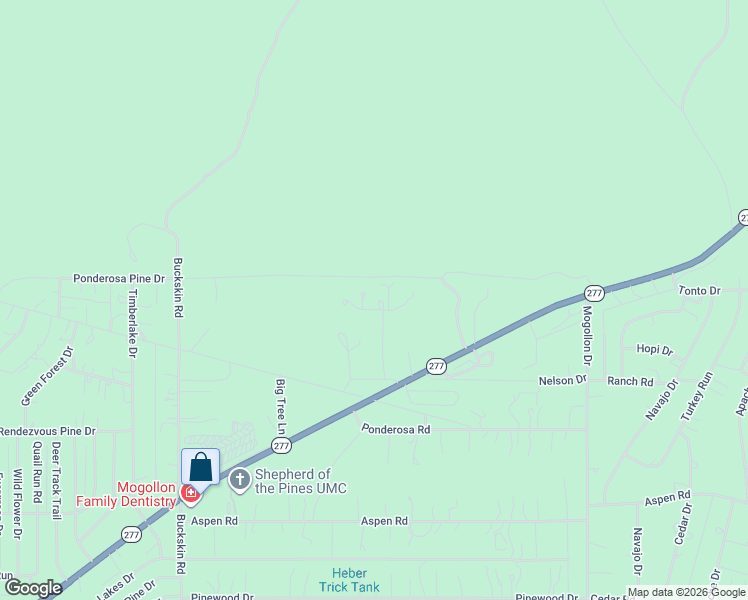 map of restaurants, bars, coffee shops, grocery stores, and more near 3410 Beaufeaux Road in Navajo County