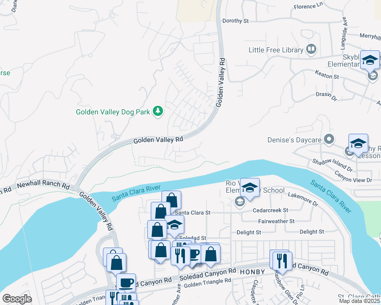 map of restaurants, bars, coffee shops, grocery stores, and more near 20524 Martingale Place in Santa Clarita