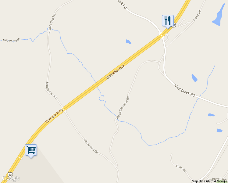 map of restaurants, bars, coffee shops, grocery stores, and more near 7269 Sloan Stephens Road in Alto