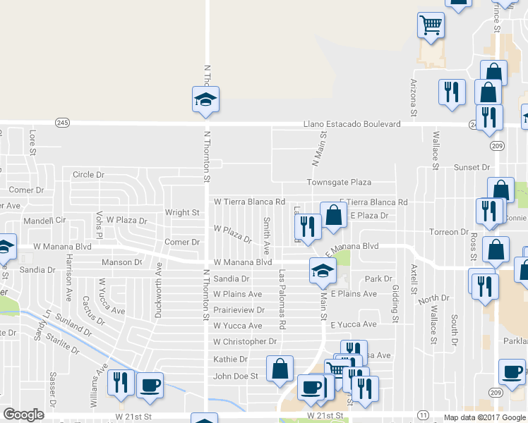 map of restaurants, bars, coffee shops, grocery stores, and more near 3112 Smith Avenue in Clovis