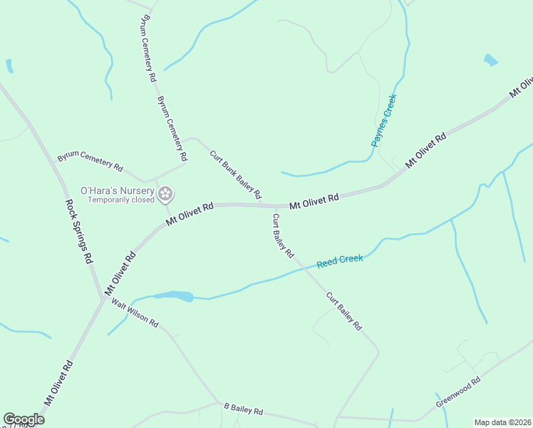 map of restaurants, bars, coffee shops, grocery stores, and more near Curt Bailey Road in Hartwell