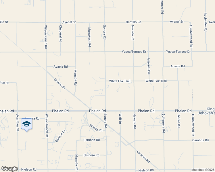 map of restaurants, bars, coffee shops, grocery stores, and more near 9847 Sonora Road in Phelan