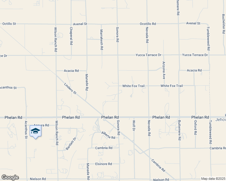 map of restaurants, bars, coffee shops, grocery stores, and more near 9950 Sonora Road in Phelan