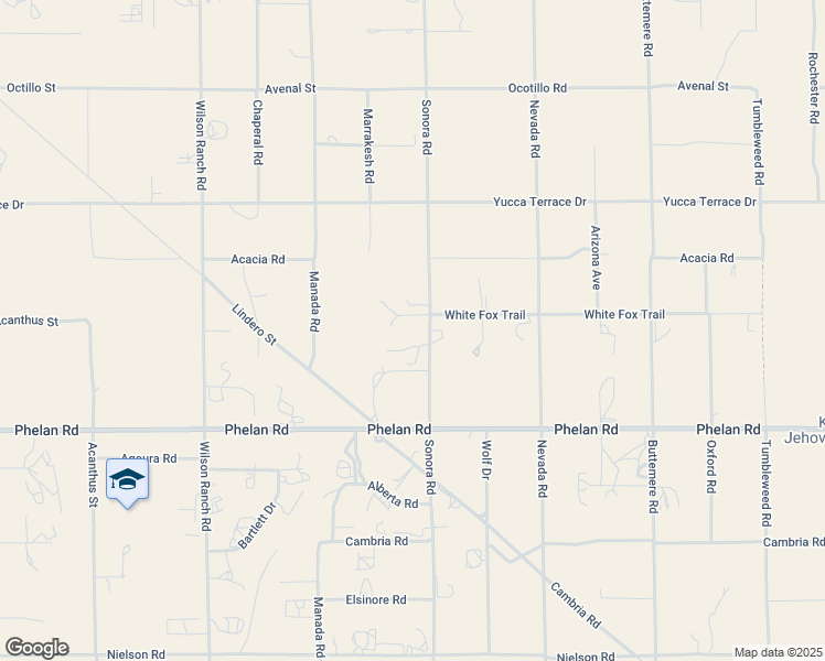 map of restaurants, bars, coffee shops, grocery stores, and more near 9950 Sonora Road in Phelan