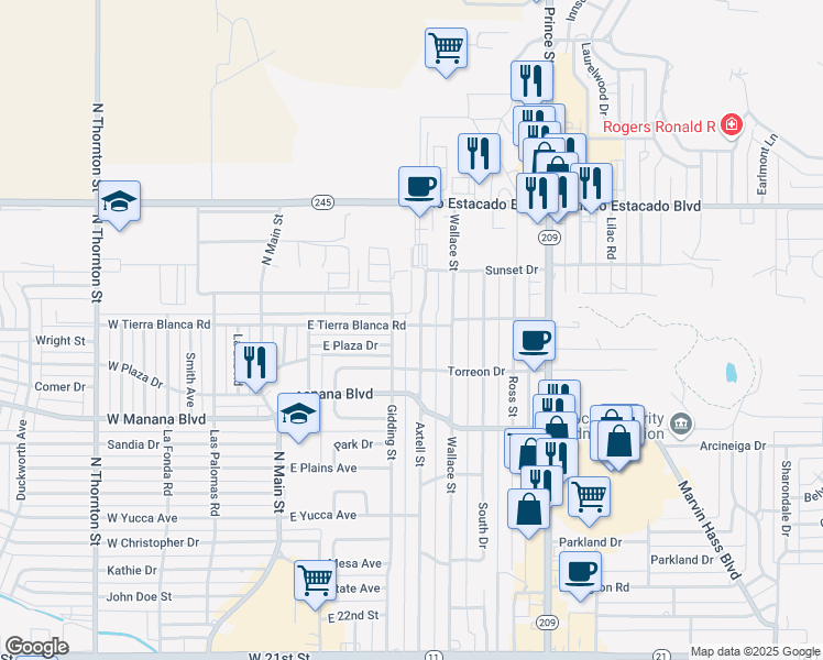 map of restaurants, bars, coffee shops, grocery stores, and more near 3112 Axtell Street in Clovis