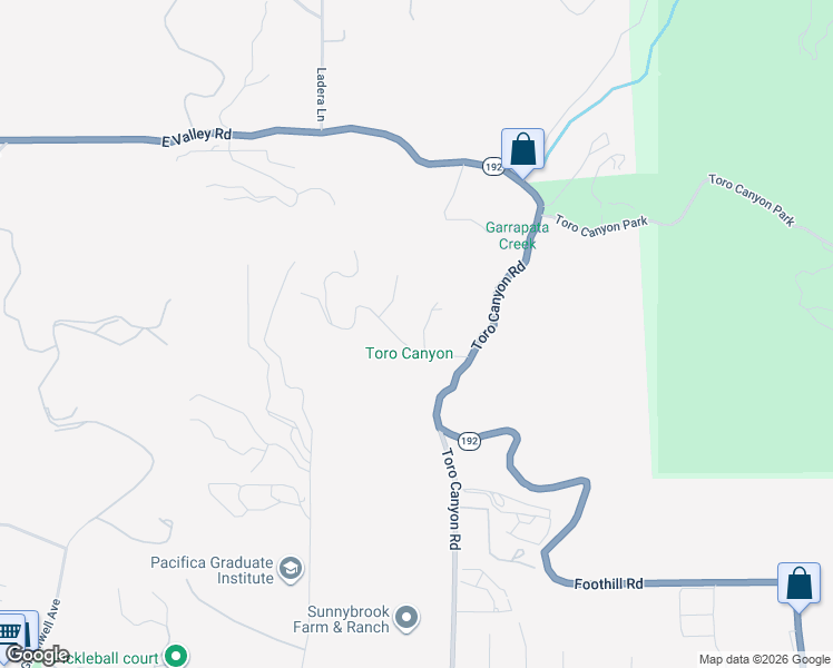 map of restaurants, bars, coffee shops, grocery stores, and more near 2934 Torito Road in Santa Barbara