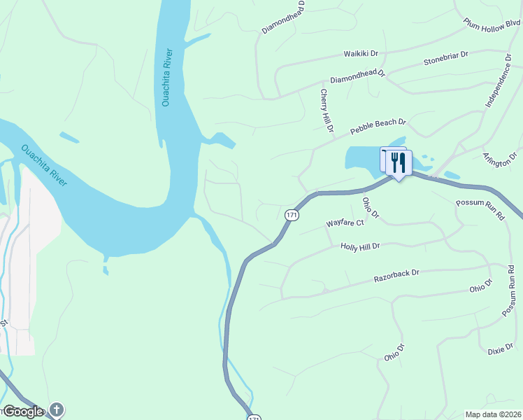 map of restaurants, bars, coffee shops, grocery stores, and more near 125 Pebble Beach Court in Hot Springs