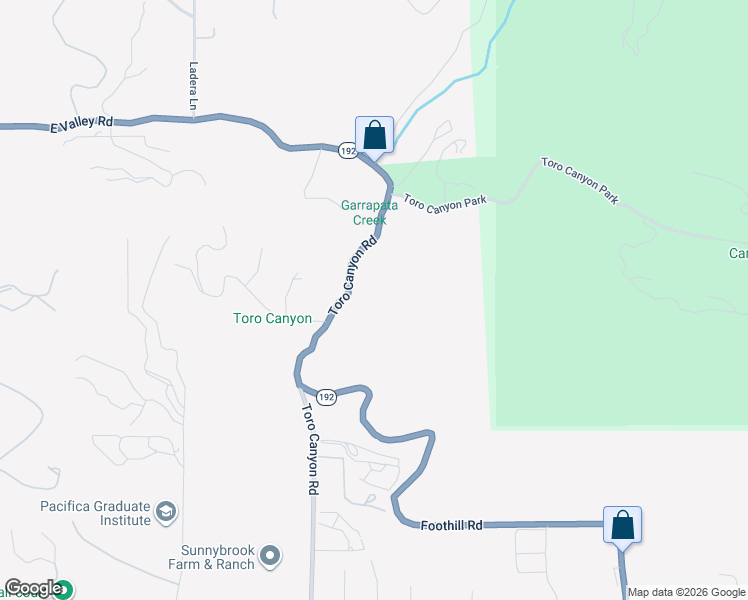 map of restaurants, bars, coffee shops, grocery stores, and more near 484 Toro Canyon Road in Santa Barbara