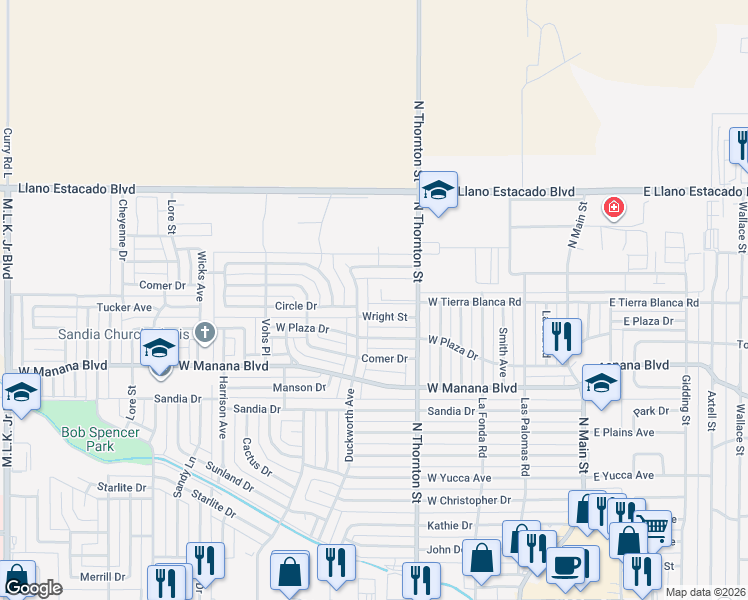 map of restaurants, bars, coffee shops, grocery stores, and more near 3109 Duckworth Avenue in Clovis